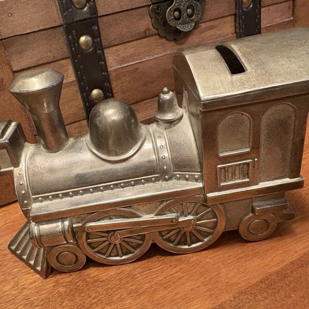 Silver Plated Train Coin Bank